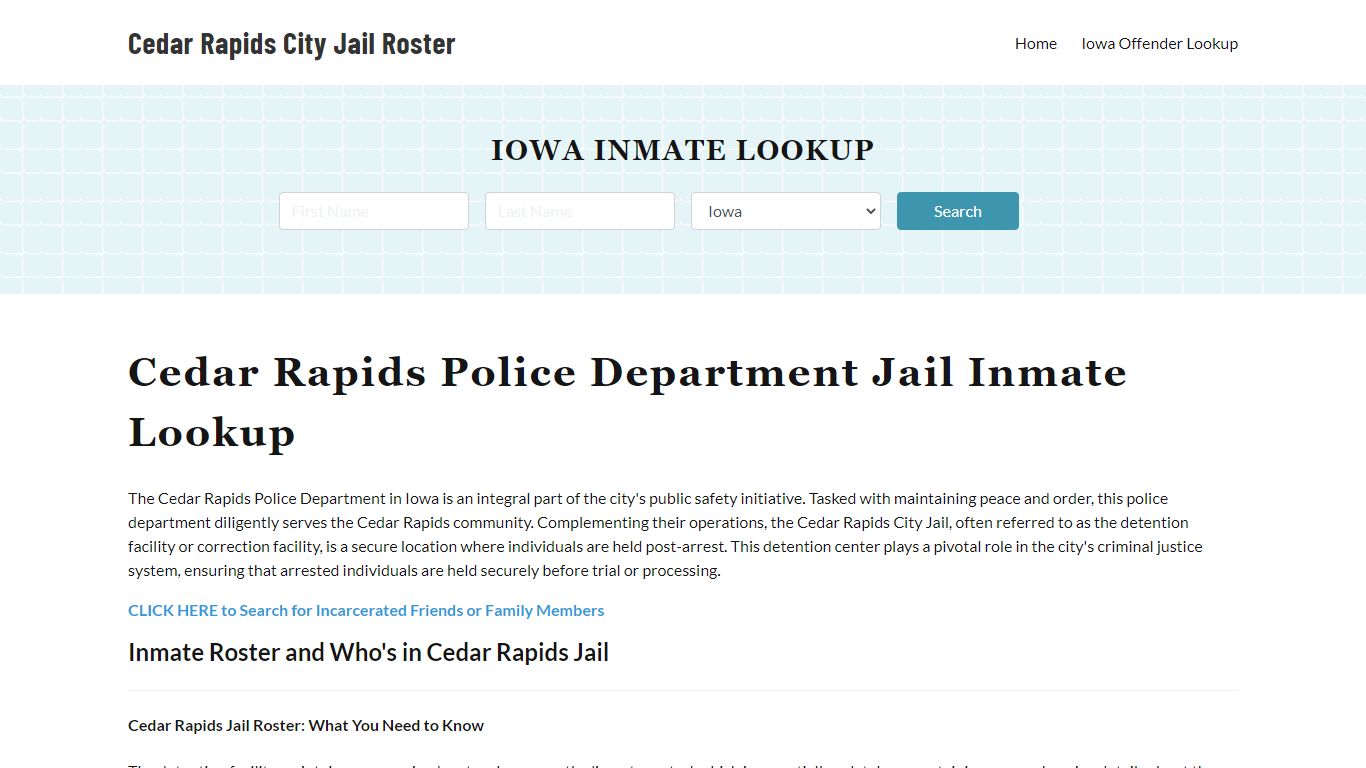 Cedar Rapids Police Department & City Jail, IA Inmate Roster, Arrests ...